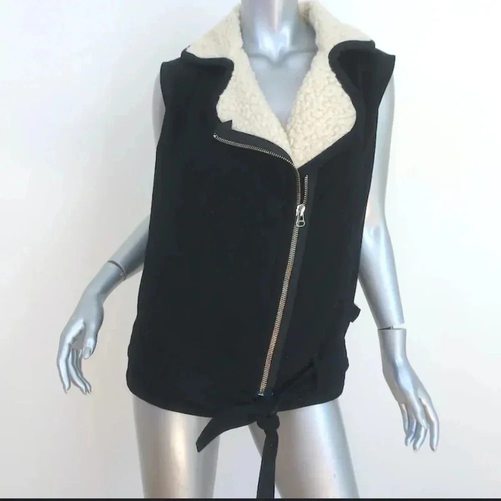NSF Black Sherpa Vest Black Cotton Size Petite rtr21